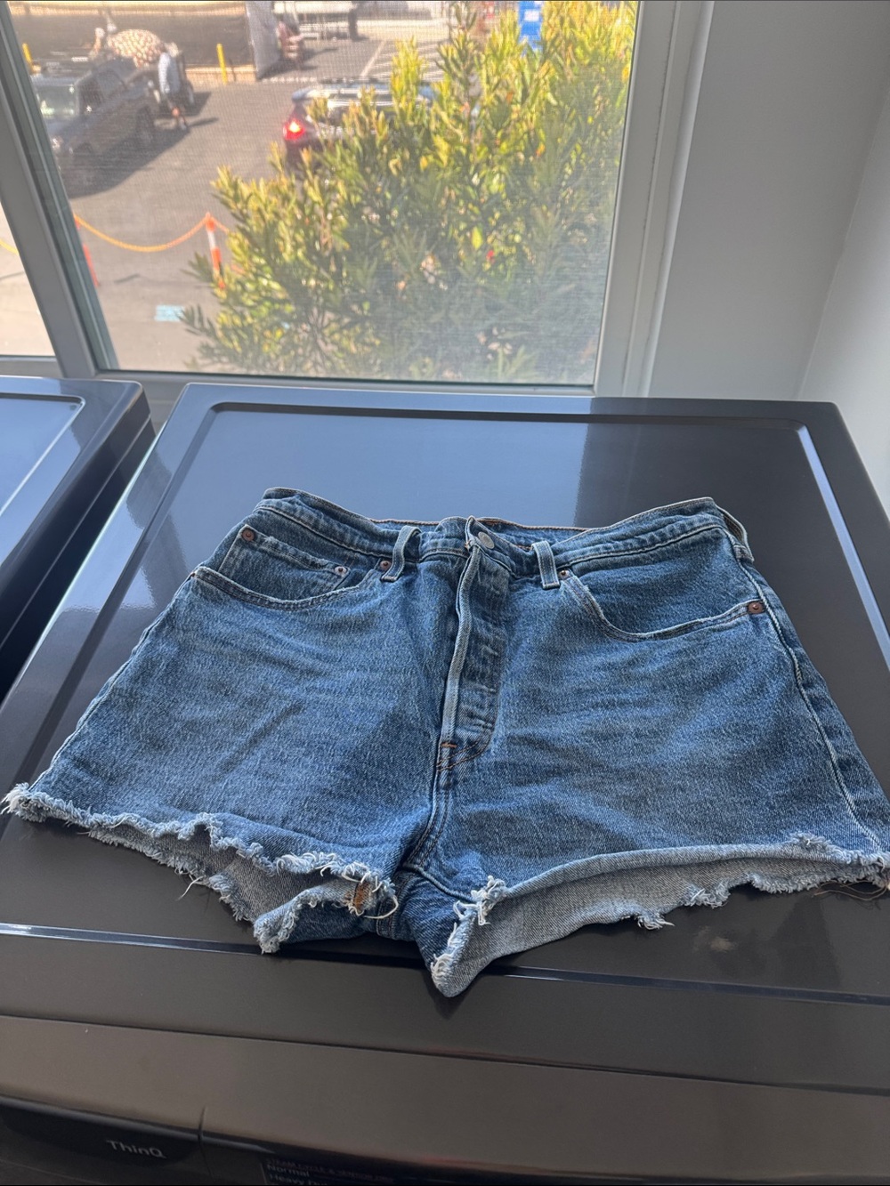 Levi's Blue Frayed Hem Women's Denim Cutoff Shorts